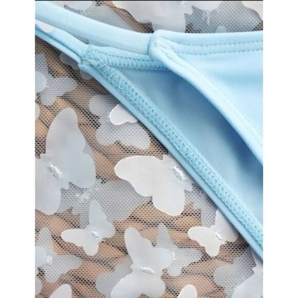 3Pack Plain Scallop Trim Ring Linked Bikini Swimsuit & BeachSkirt - Picture 6 of 9